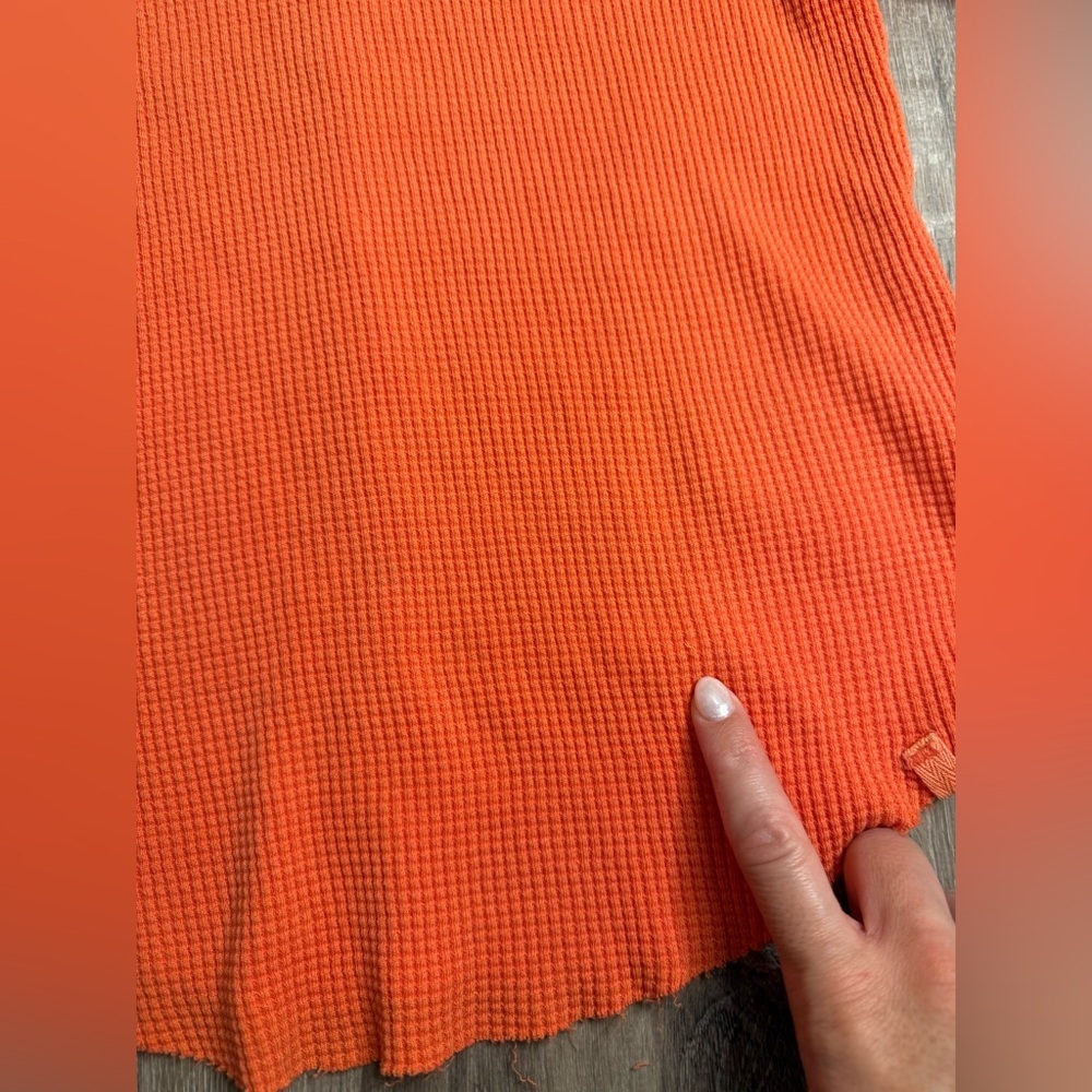Free People We the Free What's Up Baby Waffle Tee T-Shirt XS Orange - Picture 6 of 9